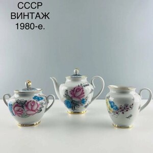 Винтажный чайный набор "Дачный"Фарфор ЛФЗ. СССР, 1980-е.