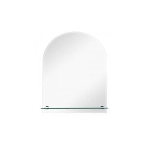 Зеркало для ванной 35 см х 50 см настенное полуовальное с полкой, с креплением в комплекте