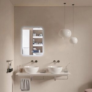 Зеркало для ванной Prisma 80*60 прямоугольное вертикальное c подогревом