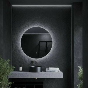 Зеркало круглое MN D40 для ванной с холодной LED-подсветкой, сенсорная кнопка