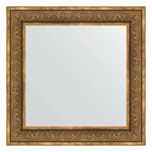 Зеркало настенное EVOFORM в багетной раме вензель бронзовый, 73х73 см, для гостиной, прихожей, кабинета, спальни и ванной комнаты, BY 3159