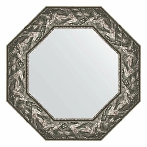 Зеркало настенное Octagon EVOFORM в багетной раме византия серебро, 58,8х58,8 см, для гостиной, прихожей, кабинета, спальни и ванной комнаты, BY 3832