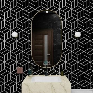 Зеркало настенное овальное без подсветки в раме под латунь 90х45 см, декор и интерьер, зеркало для ванной