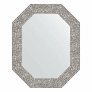 Зеркало настенное Polygon EVOFORM в багетной раме чеканка серебряная, 61х76 см, для гостиной, прихожей, кабинета, спальни и ванной комнаты, BY 7186