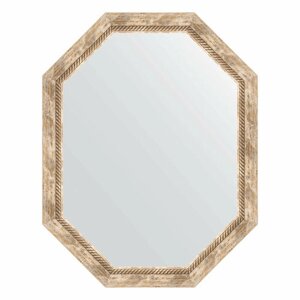 Зеркало настенное Polygon EVOFORM в багетной раме прованс с плетением, 73х93 см, для гостиной, прихожей, кабинета, спальни и ванной комнаты, BY 7120