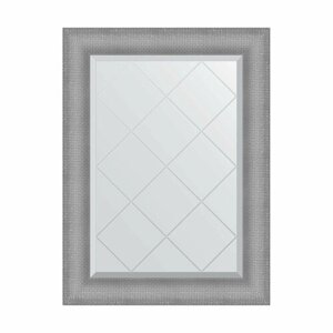 Зеркало настенное с гравировкой EVOFORM в багетной раме серебряная кольчуга, 67х89 см, для гостиной, прихожей, спальни и ванной комнаты, BY 4543