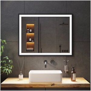 Зеркало с подсветкой в раме Mideon - Black Aluminium 60х120 см