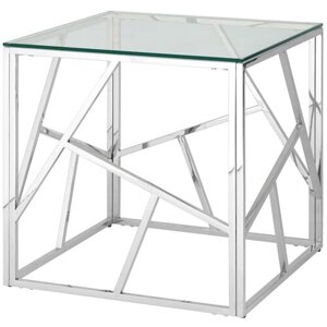 Журнальный столик TRIXETY BARS I, прозрачное стекло, металл хром