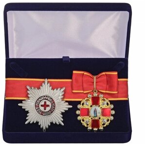 Знак и звезда ордена Святой Анны в подарочном футляре, сувенирные муляжи Царской России