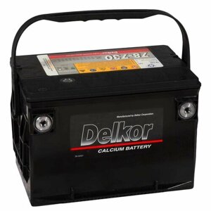 Аккумулятор автомобильный Delkor 78-730 95 А/ч 780 А прям. пол. бок. клеммы Амер. авто (260x179x186)
