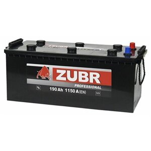 Аккумулятор автомобильный ZUBR Professional (без борта) 190 Ah 1250 A прямая полярность 510x218x225