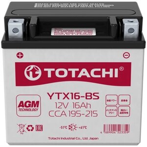 Аккумулятор totachi AGM 16A/h 12V 150х87х161 YTX16-BS сухозаряженный