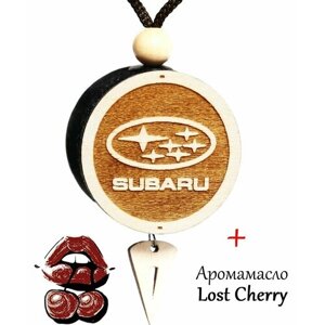 Ароматизатор (парфюм) в машину / освежитель воздуха / Пахучка в авто диск 3D белое дерево Subaru, аромат № 39 Lost Cherry
