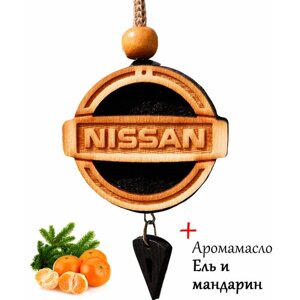 Ароматизатор в автомобиль / в машину диск светлое дерево Nissan, аромат №48 Ель и мандарин