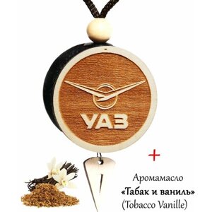 Ароматизатор (вонючка, пахучка в авто) в машину, диск 3D белое дерево УАЗ, аромат №45 Tobacco Vanille