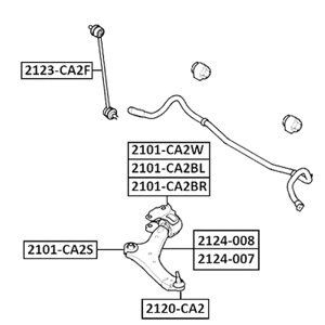 ASVA 2101-CA2W (1460693 / 1466186 / 1466188) сайлентблок задний переднего рычага без кронштейна