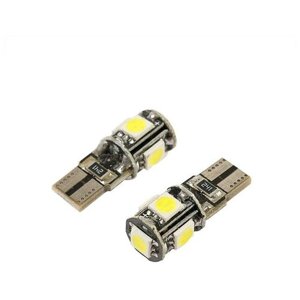 Автолампа светодиодная Cartage, T10 W5W, 12 В, 5 SMD-5050, набор 2 шт