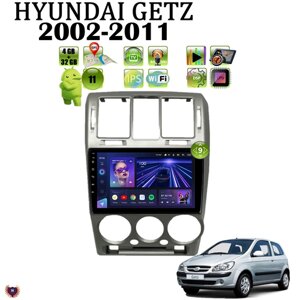 Автомагнитола для Hyundai Getz (2002-2011) Версия 2, Android 11, 4/32Gb, Wi-Fi, Bluetooth, GPS, IPS экран, сенсорные кнопки, поддержка кнопок на руле