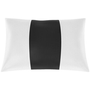 Автомобильная подушка для Iveco Daily (Ивеко Дэйли, Дейли). Экокожа. Середина: чёрная гладкая экокожа. Боковины: белая экокожа с перфорацией. 1 шт.