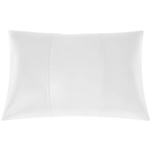 Автомобильная подушка для Seat Ibiza (Сеат Ибица). Экокожа. Середина: белая гладкая экокожа. Боковины: белая экокожа с перфорацией. 1 шт.
