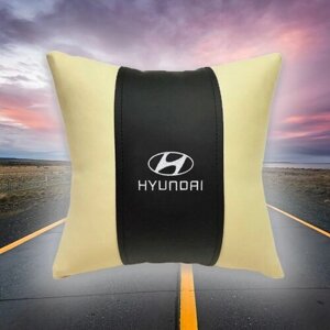 Автомобильная подушка из экокожи и вышивкой (хендай) Hyundai"