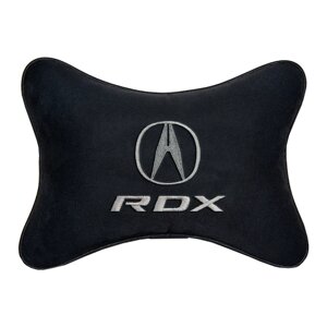 Автомобильная подушка на подголовник алькантара Black с логотипом автомобиля ACURA RDX