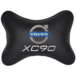 Автомобильная подушка на подголовник экокожа Black с логотипом автомобиля Volvo XC90