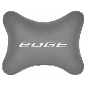Автомобильная подушка на подголовник экокожа L. Grey с логотипом автомобиля FORD EDGE