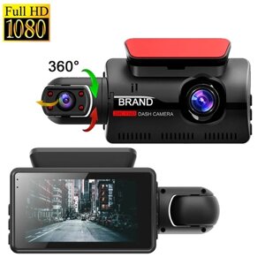 Автомобильный видеорегистратор FaizFull с двумя камерами и углом обзора 360°Full HD 1080P / Датчик удара G-Sensor / Поддержка HDR