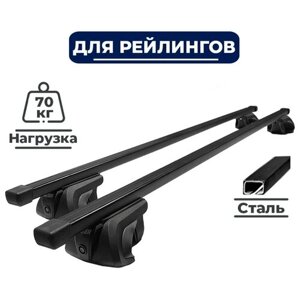 Багажник на крышу на рейлинги Джип Гранд Чероки WJ 1999-2004 / Jeep Grand Cherokee WJ 1999-2004 со стальными поперечинами - комплект дуг и креплений