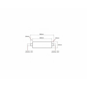 Бочка глушителя 660*254, труба по центру 76/70*150, OOTOKO