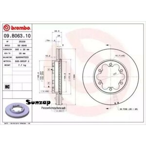 BREMBO 09B06310 09. B063.10_диск тормозной передний! Toyota Hiace 2.5D 06>