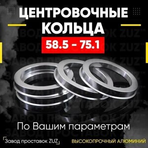 Центровочные кольца для дисков 58.5 - 75.1 (алюминиевые) 4шт. переходные центрирующие проставочные супинаторы на ступицу