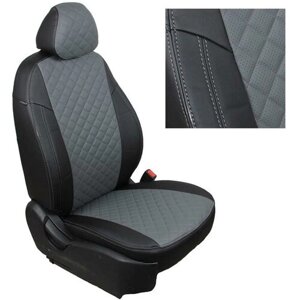 Чехлы на автомобильные сидения Автопилот для KIA Ceed III с 18г. (40/60) комплектация Classic/Comfort/Luxe (Экокожа ромб, Черный + Серый)