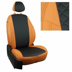Чехлы на автомобильные сидения Автопилот для LADA Granta Sd/Hb / Kalina Cross / Datsun on-Do / mi-Do (40/60) (Экокожа ромб, Оранжевый + Черный)