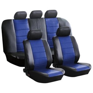 Чехлы универсальные на автомобильные сиденья KRAFT, комплект "FASHION", черно-синие KT 835624