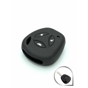 Чехол силиконовый для автомобильного ключа Lada Калина, Приора, черный (смарт, 3 кнопки)