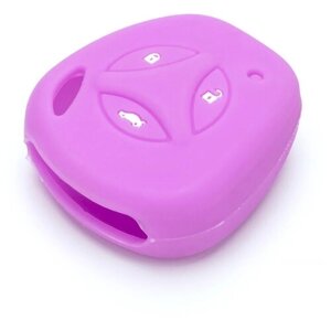 Чехол силиконовый для автомобильного ключа Lada Калина, Приора, фиолетовый (смарт, 3 кнопки)