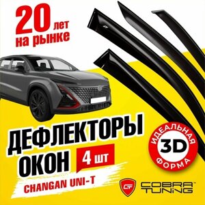 Дефлекторы боковых окон для Changan UNI-T (Чанган Юнит) 2020-2023, ветровики на двери автомобиля, Cobra Tuning.