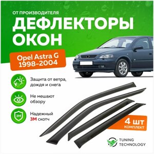 Дефлекторы боковых окон Opel Astra (Опель Астра) G седан, хэтчбек 1998-2004, ветровики на двери автомобиля, ТТ