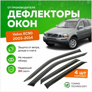 Дефлекторы боковых окон Volvo XС90 (Вольво) 2003-2014, ветровики на двери автомобиля, ТТ