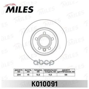 Диск тормозной miles FORD galaxy 2.8 00-06/VW sharan 95-transporter 90-03 задний K010091