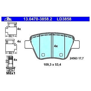 Дисковые тормозные колодки задние ATE 13.0470-3858.2 (1 шт.)