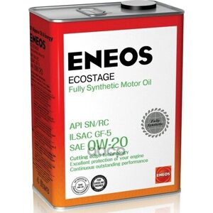 ENEOS Масло Моторное Синтетическое Для Бензиновых Двигателей Ecostage 100 Synt. sn 0W20 4Л