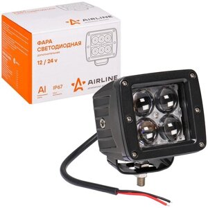 Фара светодиодная квадратная, 4 LED линза 4D, 12W,82х75х75) 12/24V (ALED008)