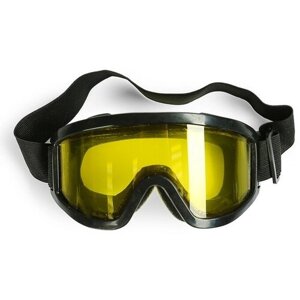 FlowMe Очки-маска для езды на мототехнике, стекло двухслойное желтое, цвет черный