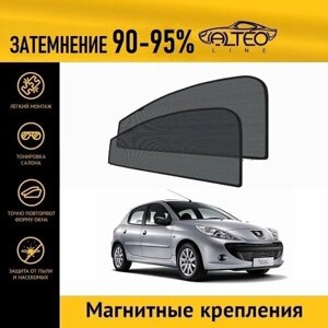 Каркасные автошторки ALTEO PREMIUM на Peugeot 207, 1 (2006-2009) хэтчбек 5d на передние двери на магнитах с затемнением 90-95%