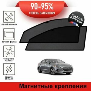 Каркасные шторки LATONIK PREMIUM на Hyundai Avante 5 седан (AD) (2015-н. в) на передние двери на магнитах с затемнением 90-95%