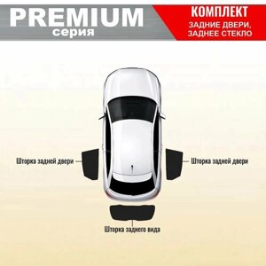 KERTEX PREMIUM (85-90%Каркасные автошторки на встроенных магнитах на заднюю полусферу 3 элемента Skoda Fabia 2 (2007-2014) хетчбэк