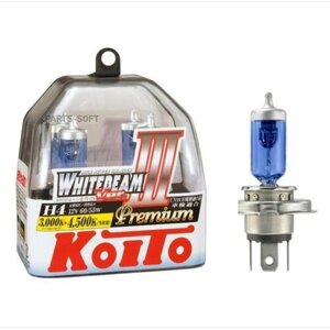 KOITO P0744W лампа 12V H4 60/55W P43t 4500K KOITO whitebeam premium duobox P0744W